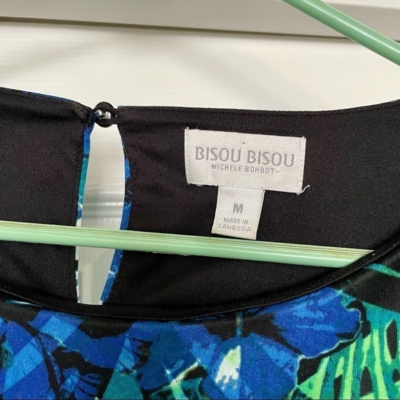 𝅺bisou Bisou Michele Bohbot Sleeveless Top Flowers and Geometric Smart Casual - Picture 2 of 5